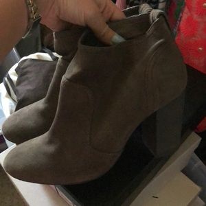 Tory Burch gray suede ankle booties